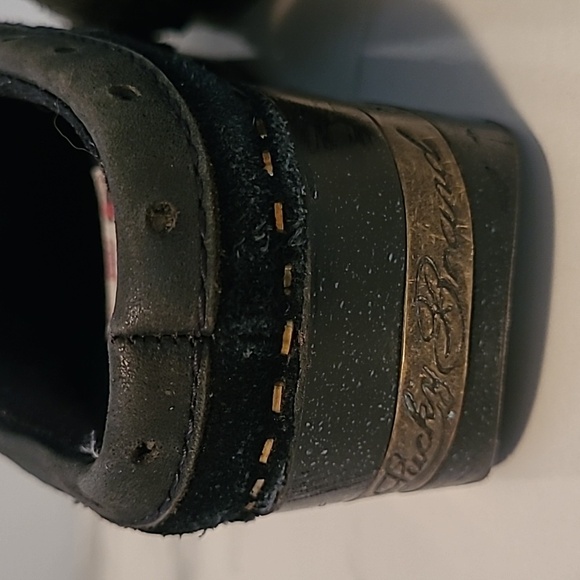 Lucky Brand Vintage Y2K Black Gray Leather Suede Mules Peace Wings Retro Wmns 7 - Picture 8 of 16